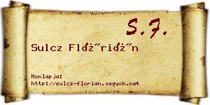 Sulcz Flórián névjegykártya